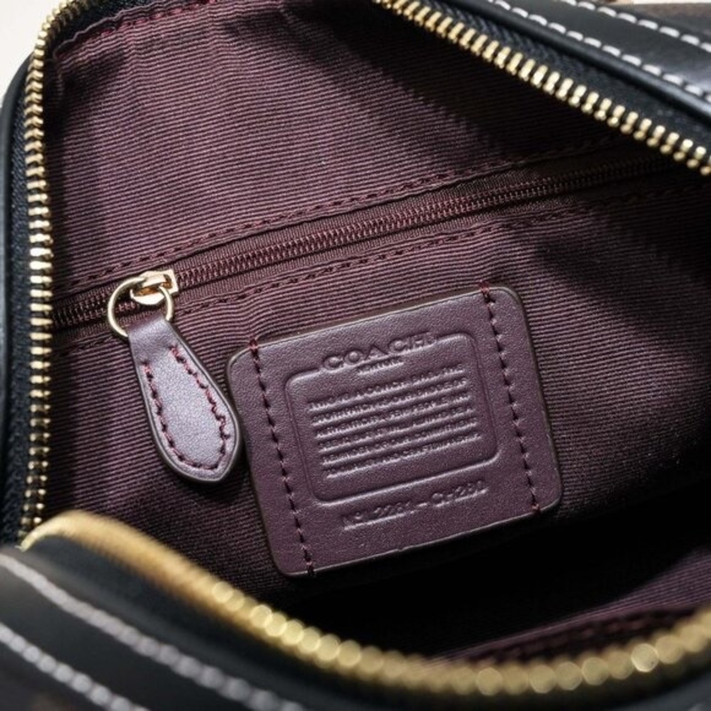 Coach Rowan Large Satchel Crossbody Bag Signature Canvas Walnut /Black NWT - Picture 7 of 8